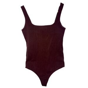 Abercrombie & Fitch Soft AF Brown Square Neck Sleeveless Bodysuit Womens Size S